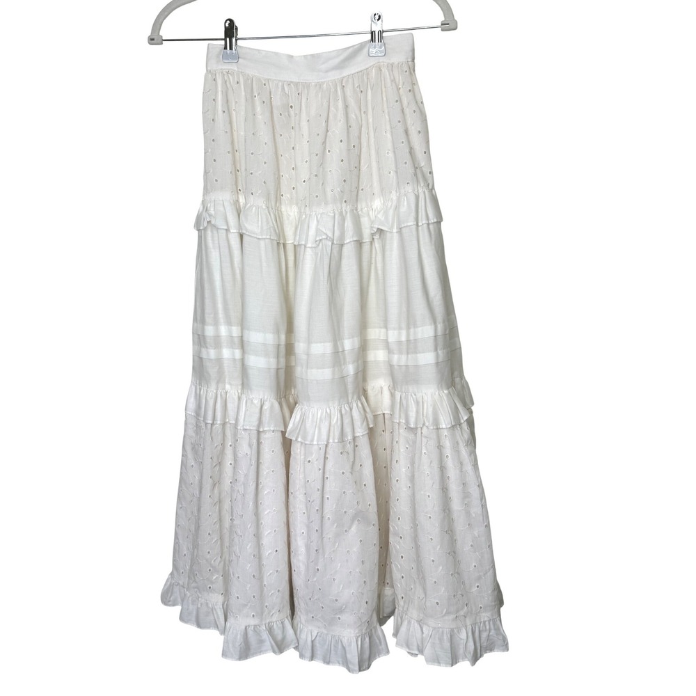 Vintage Gunnies Gunne Sax Eyelet Prairie Skirt 5 White
